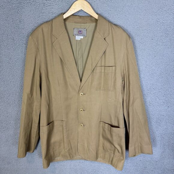 S‎ Territory Ahead Blazer Jacket Men's L Beige Silk Cotton Blend 3 Button - Picture 1 of 6